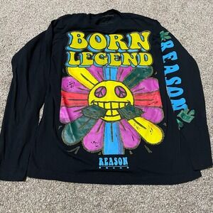 Reason Brand Born Legend Graphic Long Sleeve Black T-shirt Medium